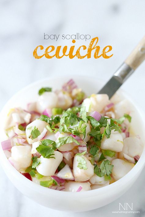 Scallop Ceviche, Ceviche Recipe, Scallop Recipes, Idee Pasto Sano, Seafood Dishes, Fish And Seafood, I Love Food, Nanny, Appetizer Snacks