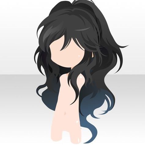 Messy Hairstyles Anime, Half Up Half Down Anime Hair, Chibi Long Hair, Ponytail Drawing, Sketch Pose, Hairstyles Anime, Red Tips, Chibi Hair, Pelo Anime