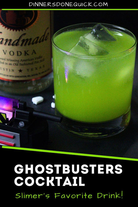 Who you gonna call for a spook-tacular party drink? This Ghostbusters Cocktail is a neon-green, slime-inspired drink that’s perfect for Halloween or any nostalgic movie night. Inspired by Slimer, this eerie concoction is as delicious as it is fun. It's easy to make and sure to be a hit among your guests. Capture the spirit of Halloween and channel your inner ghostbuster with this creative vodka cocktail. #GhostbustersCocktail #HalloweenDrink #SlimerCocktail Ninja Cocktail Recipes, Green Vodka Punch, Keto Halloween Cocktails, Green Halloween Cocktails Recipes, Ghostbusters Dinner And Movie, Halloween Drinks Easy Alcohol, Spooky Halloween Shots, Zombie Drinks Alcohol, Lime Green Cocktails