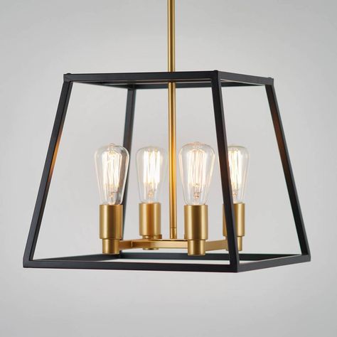 Artika | Carter Square 4-light Chandelier Chandelier Frame, Pendant Light Fixtures Kitchen, Light Fixtures Kitchen Island, Square Pendant Lighting, Affordable Lighting, Indoor Chandelier, Steel Paint, Kitchen Island Chandelier, Golden Lighting