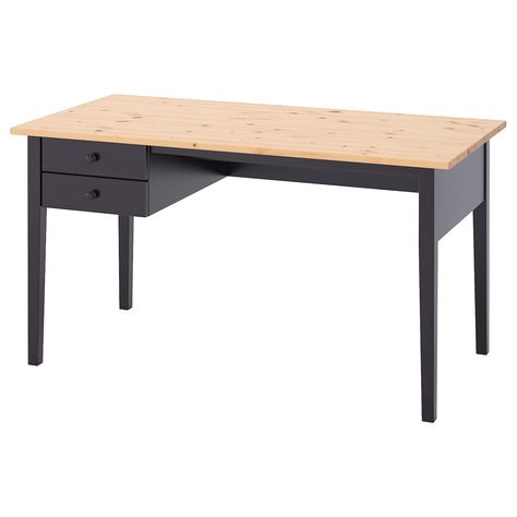 ARKELSTORP Desk, black, 55 1/8x27 1/2". Solid wood is a durable natural material. Can be placed anywhere in the room because the back is finished. Arkelstorp Desk, Alex Desk, Micke Desk, Table Top Frame, Plastic Drawers, Hemnes, Best Desk, Black Desk, White Desks