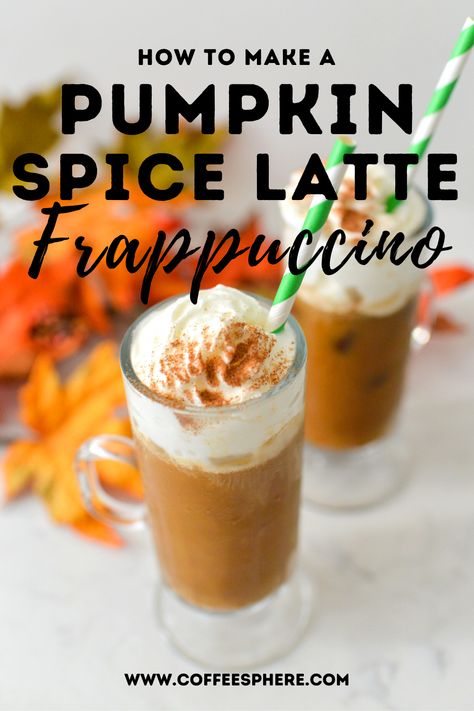 Pumpkin Spice Frappuccino: Starbucks Inspired - October Tweets, Pumpkin Frappe Recipe, Pumpkin Spice Frappuccino Recipe, Pumpkin Frappe, Pumpkin Frappuccino, Pumpkin Drink Recipes, Easy Coffee Drinks Recipes, Fall Coffee Recipes, Pumpkin Spice Frappuccino