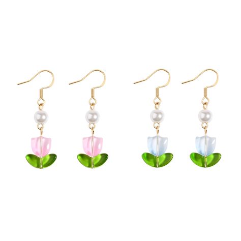 PRICES MAY VARY. 🧡 Material: The metal is 14k gold plated brass, it’s hypoallergenic and skin friendly, not easy irritate your ears normally. Flower is delicate glass tulip and leaf beads. 🧡 Design: This tulip earrings set is perfect for spring summer, the vivid tulip beads give us a fresh eye-catching feeling. It will be great to have a spring trip with friend wearing this tulip earrings. It has four colors available for choice. It will be more wonderful to have a good match with your clothes Earrings Made With Beads, Tulip Beaded Earrings, Beaded Tulip Earrings, Easy Earrings Diy, Tulips Earrings, Sunset Jewelry, Tulip Leaf, Earrings Stack, Tulip Beads