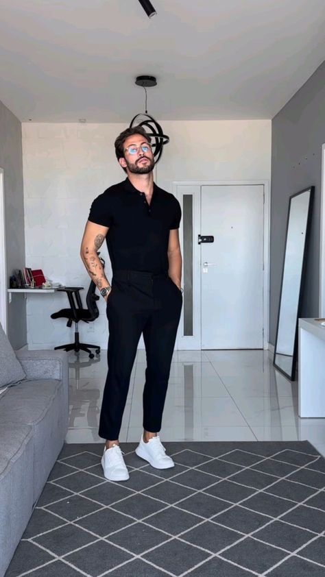 Mens Dressed Up Outfit, Men Casual Formal Outfit, Black Party Outfit Men, Black Men Aesthetic Outfits, Outfits Aesthetic Hombre, Party Outfit Men, Outfits Sommer, Black Outfit Men, Smart Casual Menswear