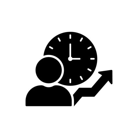 Time Management Silhouette Icon. Efficiency Productivity Clock Control Black Pictogram. Optimization Process Business Work Project Time Schedule Icon. Isolated Vector Illustration. Productivity Logo, Schedule Icon, Icon Inspiration, Work Icon, Time Icon, Time Schedule, Work Project, Business Work, Logo Banners