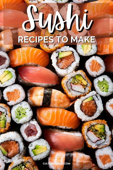 Sushi Recipes For Beginners, Sushi Making Party, Different Types Of Sushi, Sashimi Recipe, Raw Sushi, Sushi Fish, Sushi Recipes Homemade, Seafood Sushi, Sushi Roll Recipes