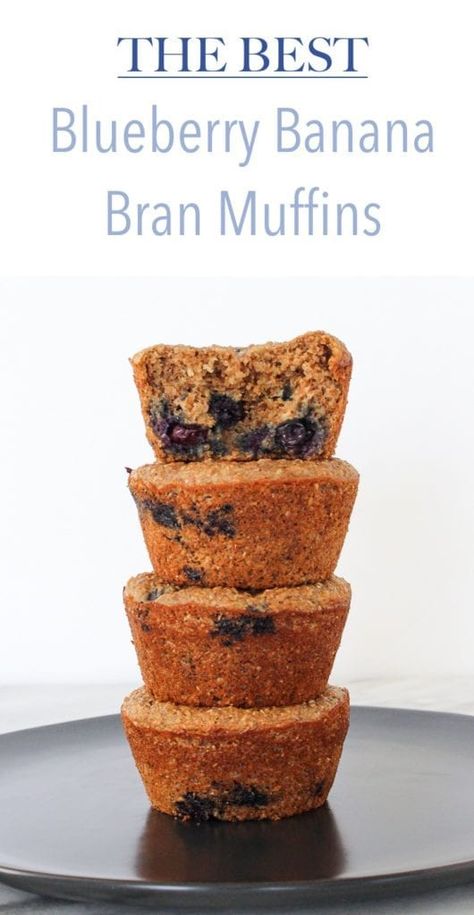 These Blueberry Banana Bran Muffins are packed with protein, fiber and fruit! The perfect breakfast or snack on the go! Easy Dinner Party Desserts, Banana Bran Muffins, Snack On The Go, Bran Muffins, Banana Blueberry, Perfect Breakfast, Best Dessert Recipes, Chocolate Desserts, Yummy Food Dessert