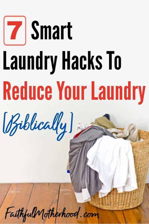 Overwhelmed by laundry? Discover laundry hacks that don't just reduce your laundry but equip your family to think biblically about their clothes. Tackle too much laundry with biblical principles. | Christian homemaking | Christian parenting tips | Christian parenting ideas | Discipleship ideas | Biblical worldview training | laundry hacks | laundry life hacks | laundry hacks and tips | laundry hacks for busy moms | reduce laundry | too much laundry | how to cut down on laundry Christian Minimalism, Discipleship Ideas, Biblical Stewardship, Biblical Principles, Christian Homemaking, Biblical Parenting, Tips For Moms, Biblical Worldview, Raising Godly Children