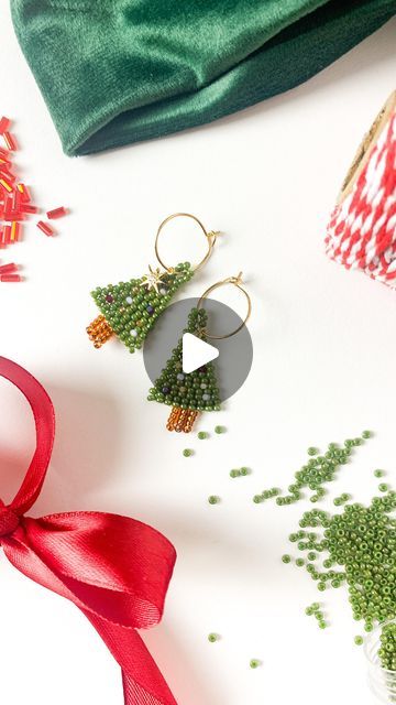 Cheyenne | Beading Tutorials on Instagram: "✨Make Christmas Tree🎄Earrings with me!✨

I’m finally in the Christmas spirit and had a wave of inspiration to create these super cute and EASY to make Christmas Trees. 

Here’s what you need to know:
- Double Brick Stitch
- 9 column foundation row 
- top row of two columns switch to single brick (only two beads on top row)
- 6 bead loop
- 3 fringes, 4 beads each
- Charlotte Cut beads for “baubles”

Get my FREE Pattern AND a free Christmas Tree Tablet Template by commenting "Tree"

p.s. everyone had permission to recreate this design :) The pattern is free! A tag for design credit is appreciated 🥰 xx

#beadingtutorial #beadedearrings #christmasearrings #beadwork #craftersgonnacraft #diycraft #handmadejewelry #handmadegifts #christmasgiftideas" Christmas Beaded Earrings Free Pattern, Double Brick Stitch, Beaded Christmas Tree Earrings, Make Christmas Trees, Tablet Template, Make Christmas Tree, How To Make Christmas Tree, Bead Loom Pattern, Tree Earrings