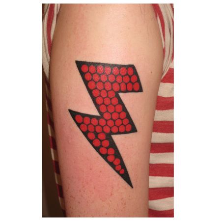 the killers tattoo- the battle born bolt The Killers Tattoo, Killers Tattoo, St Tattoo, Circuit Tattoo, Noir Tattoo, Cage Tattoos, Cute Little Tattoos, The Killers, Music Tattoo