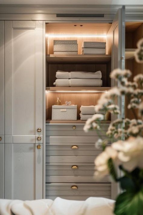 How To Build A Linen Closet In A Hallway: DIY Storage Linen Cabinets In Hallway, Linen Closet With Laundry Hamper, Hallway Open Closet, Ikea Pax Linen Closet, Linen Closet Alternative, Custom Linen Closet, Built In Linen Closet Hallway, Build A Linen Closet, Linen Closet Hallway