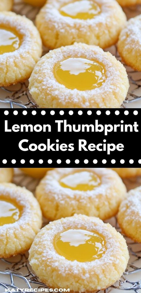 Looking for a family-friendly baking project? This Lemon Thumbprint Cookies recipe is not only fun to make but also deliciously satisfying. Get the kids involved and enjoy creating these delightful cookies together!" Lemon Thumbprint Cookies, Lemon Cookies Easy, Lemon Drop Cookies, Curd Filling, Lemon Cookies Recipes, Thumbprint Cookies Recipe, Lemon Curd Filling, Quick Dessert Recipes, Buttery Cookies