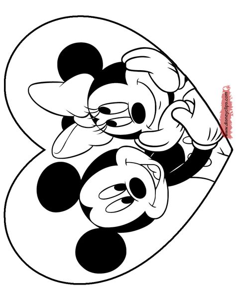 Disney Valentines Coloring Pages, Love Cute Drawings Doodles, Mickey Mouse Valentines Day, Minnie Drawing, Mickey Valentines, Mini Y Mickey, Valentines Disney, Valentines Coloring Pages, Mickey And Minnie Tattoos