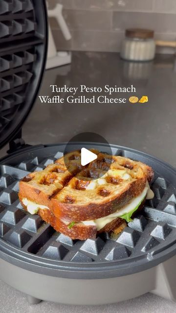 Lyana | Easy Nourishing Recipes | Lifestyle on Instagram: "Turkey Pesto & Spinach Waffle Grilled Cheese 🧇🧀 I’m obsessed with making grilled cheese sandwiches in my waffle maker. They’re so fun and such a great alternative for those who don’t have a panini press. Those grill marks though 😍 Kids love my waffle sandwiches too! To make the sandwich, simply spread 2 pieces of bread with pesto, add cheese, spinach, turkey, then one more slice of cheese o top of turkey. Close the sandwich and transfer it to a lightly oiled with EVOO waffle maker. Grill and enjoy! 🤍 #sandwich #grilledcheese #pesto #turkey #healthyrecipes #easyrecipeideas #bayarea #sanfrancisco #healthymoodsf" Waffle Grilled Cheese, Low Calorie Cheese, Grilled Cheese Waffles, Turkey Pesto, Waffle Sandwiches, Slice Of Cheese, Pesto Spinach, Making Grilled Cheese, Cheese Spinach