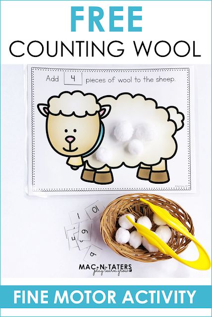 Free Farm Theme Counting Activity Counting Sheep Wool Fine MOtor Activity Farm Counting Activities, Sheep Math Activities Preschool, Farm Animals Cognitive Activities, Spring Baby Animals Preschool Activities, Farm Animals Maths Activities, Farm Animal Lesson Plan, Pre K Farm Theme Activities, Farm Daycare Crafts, Preschool Farm Literacy Activities