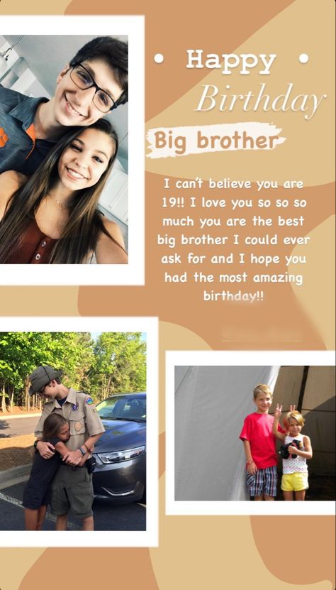 Birthday Caption For Brother, Instagram Story Birthday, Happy Birthday Brother From Sister, Happy Birthday To Brother, Happy Birthday Big Sister, Happy Birthday Big Brother, Happy Birthday Little Sister, Big Birthday Cards, Happy Birthday Captions