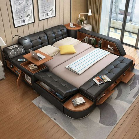 🚀Upgrade your bedroom game with MANBAS Tech Smart Bed Frame! 💡Experience the ultimate in comfort and convenience with our multifunctional bed featuring Tatami, Bluetooth, and speaker capabilities. ✨Luxurious and stylish, our genuine leather upholstered Camas will elevate your sleep experience like never before. 😍Don't miss out on the perfect blend of technology and comfort! #SmartBed #Multifunctional #UltimateBed #Tatami #Bluetooth #Speaker #GenuineLeather #Camas #Bed Upholstered Storage Bed, Smart Bed, غرفة ملابس, King Bed Frame, Leather Bed, Smart Furniture, Upholstered Storage, Decoration Inspiration, Storage Bed