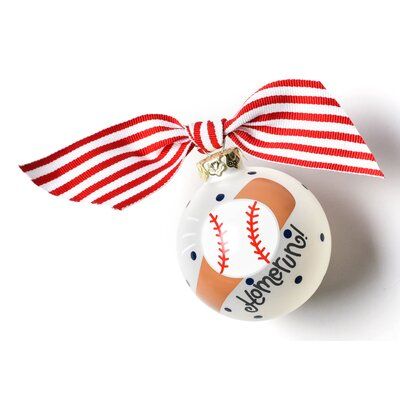 Baseball Ornaments, Hand Painted Bauble, Tied Ribbon, Glass Ball Ornaments, Painted Ornaments, Matching Gifts, Ball Ornaments, Holiday Decor Christmas, Easy Gifts