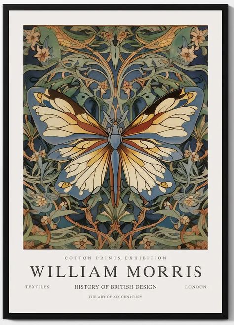 Wall Decor Green, Green Room Decor, William Morris Poster, William Morris Patterns, Morris Wallpapers, Moth Art, Butterfly Poster, William Morris Art, William Morris Designs