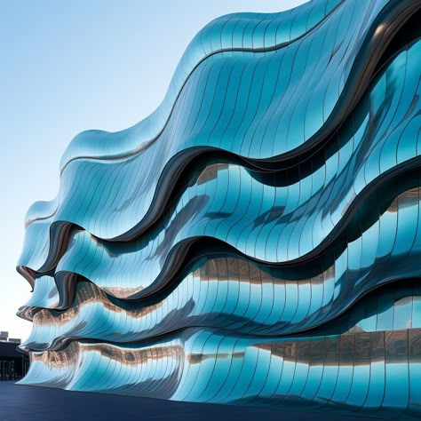 Water Facade Architecture, Layers In Architecture, Translucent Material Architecture, Computational Design Architecture, Ocean Inspired Architecture, Ocean Architecture Concept, Fluidity Architecture, Water Architecture Concept, Water In Architecture