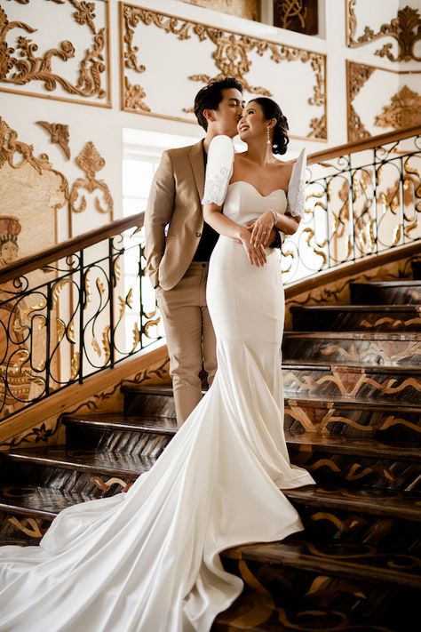 Filipino Terno Dresses, Filipino Modern Wedding Dress, Filipina Wedding Dress Bridal Gowns, Wedding Dresses Philippines, Filipiniana Engagement Shoot, Filipiñana Dress Modern Wedding, Filipina Wedding Dress Traditional, Filipiniana Wedding Gown The Bride, Filipina Wedding Theme