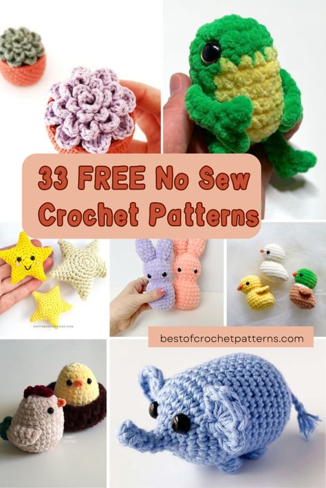 33 Cute No Sew FREE Crochet Patterns: Perfect Gifts for Every Occasion Single Crochet Amigurumi, Free Crochet Patterns Small Gifts, Free Keychain Patterns, No Sew Mini Crochet, Quick No Sew Crochet, No Sew Crochet Stuffed Animals, Small Amigurumi Animals Free Pattern, Cool Crochet Projects Free, Single Yarn Crochet Patterns