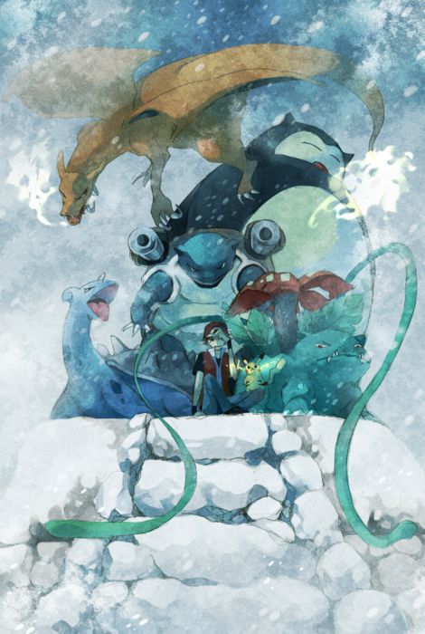 Venusaur, Charizard, Blastoise, Pikachu, Lapras, Snorlax & Red -- by 苔です @kokeekok (https://twitpic.com/dfqvcv) Pokemon Trainer Red, Original Six, Pokemon Red, Red Pictures, Pokemon Special, Pokemon Images, Air Terjun, Pokémon Master, Red Team