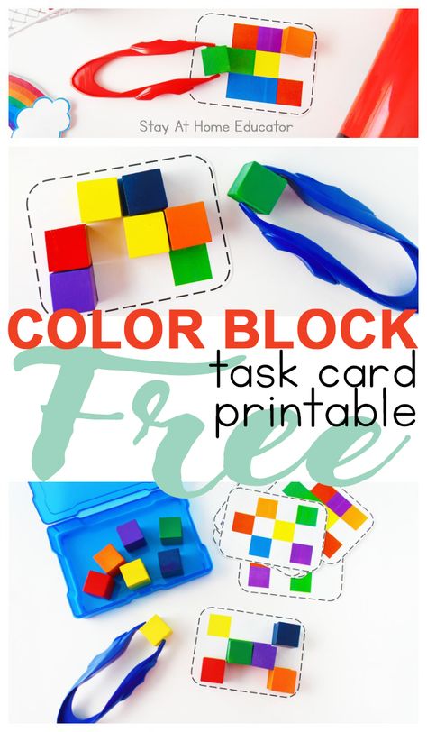 5 Activities for Teaching Colors to Preschoolers with Free Task Cards Stem Task Cards Free, Task Boxes Preschool, Stem Task Cards, Errorless Learning, Free Preschool Activities, Intentional Teaching, Stem Bins, Teaching Preschoolers, Preschool Color Activities