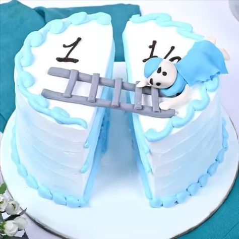 Amazing Half-Birthday Cake Ideas, Half Birthday Cake, Birthday Cake Ideas Half Birthday Baby Boy, Half Birthday Cake, 6 Month Milestones, Half Birthday Baby, Half Birthday Cakes, Cake Birthday Cake, Baby Boy Cakes, Half Birthday, Birthday Cake Ideas