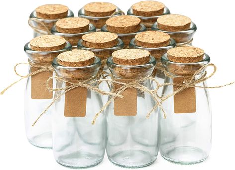 AmazonSmile: Small Glass Bottles with Cork - 3.4 oz Mini Jars with Lids for Party Favors, Set of 12 - Wedding, Apothecary, Spices, Candy Containers: Home & Kitchen Pudding Yogurt, Apothecary Diy, Mason Jar Wedding Favors, Mini Mason Jar, Wedding Favour Jars, Mini Glass Jars, Honey Jars, Favour Jars, Mini Mason Jars