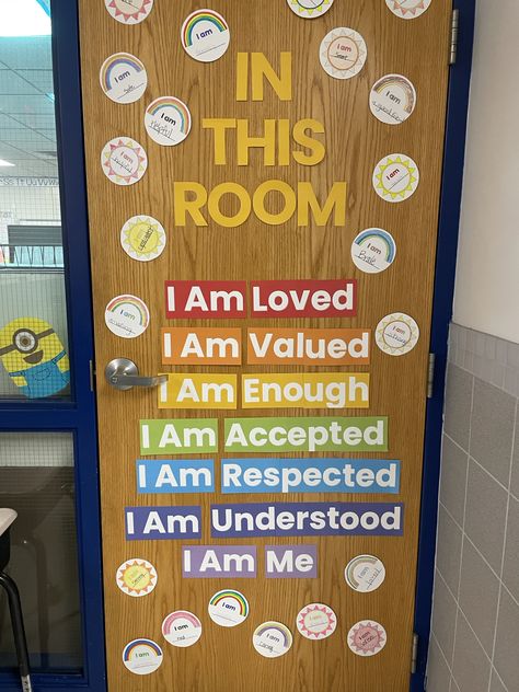 Positive Affirmation Classroom Door, Welcome Classroom Door Ideas, School Counseling Bulletin Boards, Counseling Bulletin Boards, Class Family, Career Ideas, Bedroom Quotes, Classroom Quotes, Door Designs