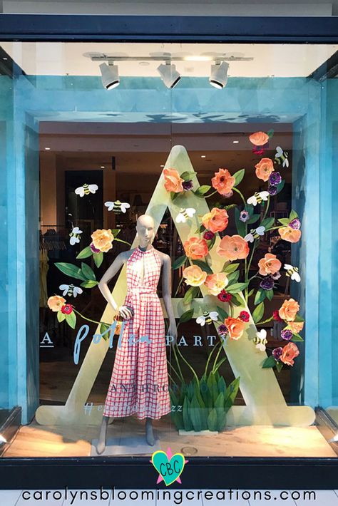 5 Ways to Make Outstanding DIY Window Displays For Your Business Graphic by Carolyn J. Braden, Image via Design Retail Online Pin me! carolynsbloomingcreations.com Anthropologie Window Display, Spring Window Display, Summer Window, Vinyl Window Decals, Store Window Displays, Window Display Design, Spring Window, Retail Windows, Store Window