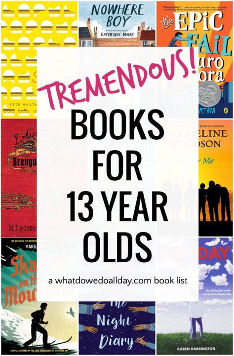 List of good books for 13 year olds. This age can be tricky for finding great books that are not too young or too mature. #childrensbooks Good Books For 13, Middle School Books, 12 Books, Middle Grade Books, Summer Reading Lists, Grade Book, Library Displays, Books For Boys, Book Suggestions