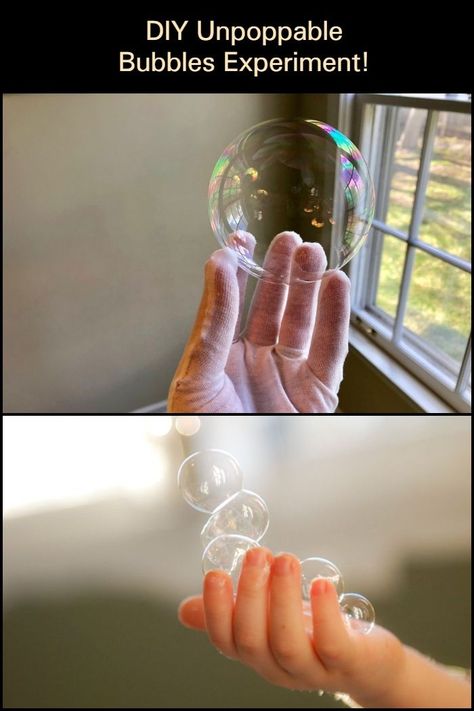 Bouncing Bubbles Experiment, Unpoppable Bubbles, Playing With Bubbles, Bubble Diy, Childcare Ideas, Bubble Recipe, Bubble Activities, How To Make Bubbles, Diy Elastic