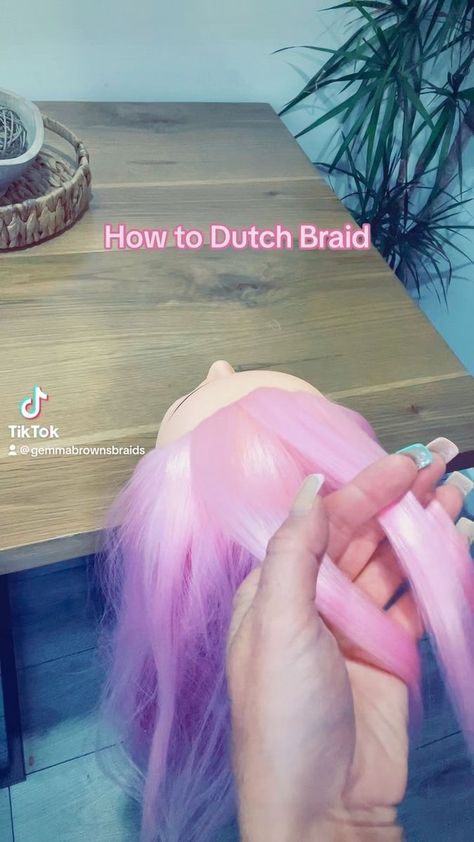 How To Dutch Braid | How to Dutch Braid 🤍 Lots still can't do it, so I've pinched Marnies training head as it's lighter in colour for you to see 🤞🏻 | By Gemma Browns Braids Dutch Braid With Extensions, Braid With Extensions, Pink House Interior, Color Braids, Braids With Extensions, Dollar Tree Decor, Pink House, Dutch Braid, Pink Houses