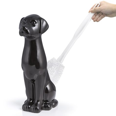 PRICES MAY VARY. Novelty sitting black Labrador toilet brush holder will bring whimsical charm to your bathroom Perfect for dog lovers Ceramic construction with a glossy finish in black Perfect for adding a touch of whimsy and fun to your bathroom décor The holder measures 5.70 inches wide, 9.45 inches deep, and 16.70 inches high, opening in back to store and hide brush Add a touch of whimsical charm to your bathroom with the Black Labrador Ceramic Toilet Brush Holder with Brush by Allure Home C Dog Holder, Ceramic Toilet, Kids Shower Curtain, Sitting Dog, Tidy Bathroom, Toilet Brush Holder, Life Tools, Quirky Decor, Bath Accessories Set