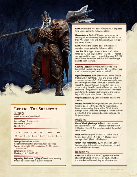 Leoric, The Skeleton King P3 Guerriero Samurai, Skeleton King, Dnd Stats, Dungeon Master's Guide, Dnd Races, Dungeons And Dragons 5e, Dungeons And Dragons Classes, D D Monsters, Dnd 5e Homebrew