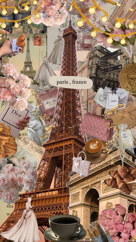 French Collage Aesthetic, French Wallpaper Aesthetic, Emily In Paris Aesthetic Wallpaper, French Wallpaper Iphone Aesthetic, Paris Collage Wallpaper, Pink Paris Aesthetic, Paris Aesthetic Pink, France Background, France Collage