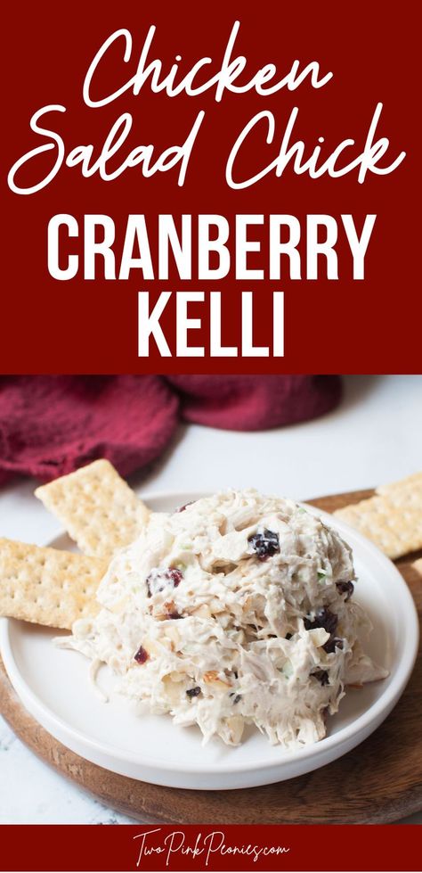 image with text that says Copycat Chicken Salad Chick Cranberry Kelli and an image of the chicken salad and crackers below it. Chicken Salad Chick Recipe Copycat, Copycat Chicken Salad Chick, Copycat Chicken Salad, Good Lunch Ideas, Chicken Salad Chick Recipe, Cranberry Almond Chicken Salad, Chicken Salad Chick, Sandwich Spreads, Cranberry Chicken Salad