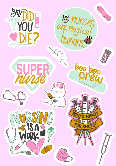 Nursing stickers design Nursing Printable Stickers, Nursing Stickers Free Printable, Medical Stickers Free Printable, Nursing Stickers, Nurse Clip Art, Nursing Wallpaper, Nurse Ideas, Presente Simple, Medical Stickers