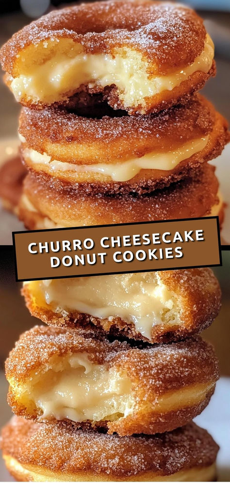 Indulge in these sweet and spiced churro cheesecake donut cookies—perfectly soft, creamy, and coated in cinnamon sugar!

Ingredients:

1 ½ cups all-purpose flour
½ cup unsalted butter, softened
½ cup cream cheese, softened
¼ cup granulated sugar (for coating)
These delicious cookies combine the flavors of churros and cheesecake, making them an irresistible treat for any dessert lover! Cheesecake Donut, Donut Cookies, Churro Cheesecake, Easy Baking Recipes Desserts, Sweet Snacks Recipes, Baked Dessert Recipes, Delicious Snacks Recipes, Dessert Lover, Fun Baking Recipes