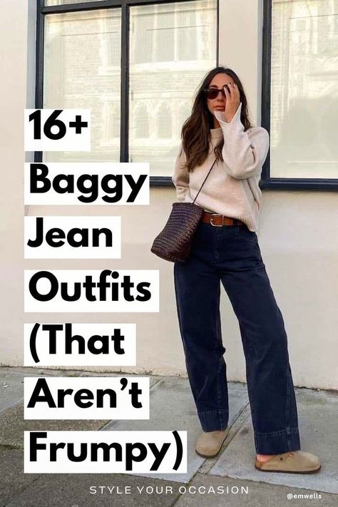 Want to nail the 90s baggy jean look and need cute and casual outfit ideas for summer and fall 2024? Check out our 15+ chic baggy jean outfit ideas that keep you stylish, not frumpy—perfect for everyday wear. Whether you want blue, black, or white wide-leg jeans outfits for women, we’ve got you covered! Women's jeans outfits, casual style, summer outfits. Wide Leg Black Jeans Outfit, Casual Jean Outfits, Black Wide Leg Jeans Outfit, Black Baggy Jeans Outfit, Wide Jeans Outfit, Jean Outfit Ideas, Baggy Jeans Outfits, Loose Jeans Outfit, How To Style Baggy Jeans