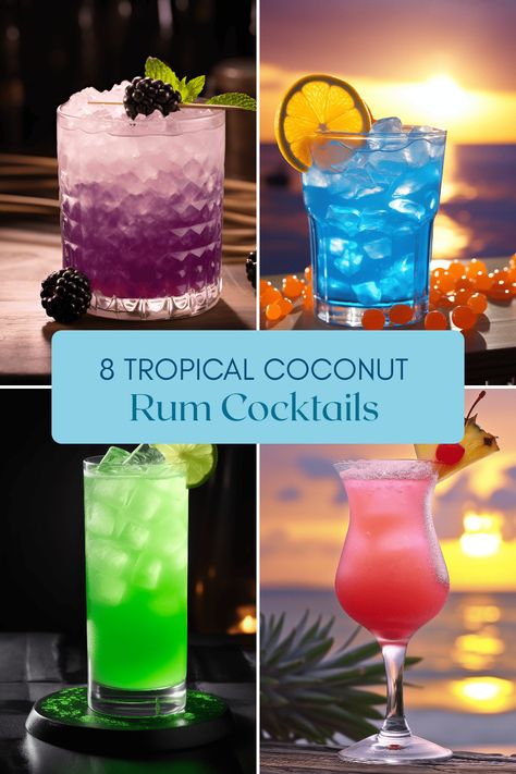 Indulge in these delicious coconut rum cocktails with a tropical twist. Try delightful blends like Almond Joy, Caribbean Breeze, Maui, and more! Don Q Coconut Rum Drinks, Coconut Rum Breeze, Bacardi Coconut Rum Drinks, Malibu Coconut Rum Drinks, Coconut Rum Recipes, Coconut Rum Cocktails, Scooby Snack Shot, Tropical Mixed Drinks, Caribbean Cocktails