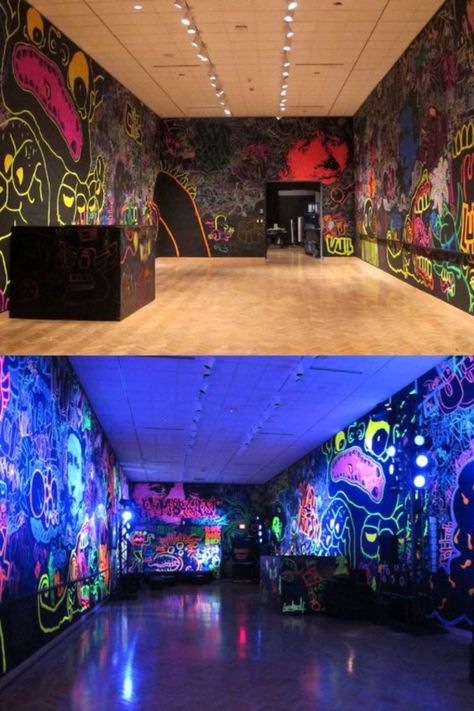 Graffiti home decoration Ideas for 20173 Graffiti Party, Space Themed Room, College Ideas, Blacklight Party, Lounge Bar, Bowling Alley, Deco Originale, White Princess