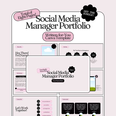 THIS IS A DIGITAL DOWNLOAD. NO PHYSICAL PRODUCT WILL BE SHIPPED. THIS PRODUCT IS -- NOT -- FOR RESELL. 🌟 Social Media Manager Portfolio 🌟 Are you an aspiring Social Media Manager ready to showcase your expertise and impress potential clients? Look no further! Our Social Media Portfolio Template for Canva is the perfect tool to help you stand out in the competitive world of social media management. 💗 Key Features of the Social Media Manager Portfolio Template: -- Professional Presentation: Dis Portfolio Design Layout Template, Social Media Manager Template, Social Media Marketing Portfolio, Social Media Portfolio Example, Digital Marketing Portfolio, Social Media Manager Portfolio, Social Media Presentation, Manager Templates, Portfolio Marketing