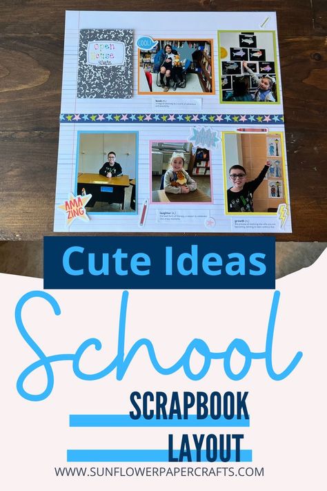 Celebrate your kids school days with this easy and cute school scrapbook layout. All you need are a few simple supplies to make this layout. School Scrapbook Layouts | School scrapbook layouts cute ideas | school scrapbook ideas | Kids school scrapbook ideas | School scrapbook ideas elementary | School scrapbook ideas layout | School scrapbook pages | school scrapbook pages picture layouts | School scrapbook page ideas Scrapbook Ideas Kids, Scrapbook Ideas School, School Scrapbook Ideas, School Scrapbook Pages, School Scrapbook Layouts, Scrapbook Pictures, Picture Layouts, Kids Graduation, School Scrapbook