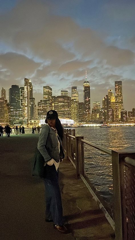 brooklyn bridge pier | night night out | aesthetic nyc | nyc outfit ideas | date night | denim outfit | going out outfits Nyc Outfit Ideas, Outfit Ideas Date Night, Outfit Ideas Date, Night Out Aesthetic, Travel New York, New York City Style, Manhattan City, Out Aesthetic, 2024 Moodboard