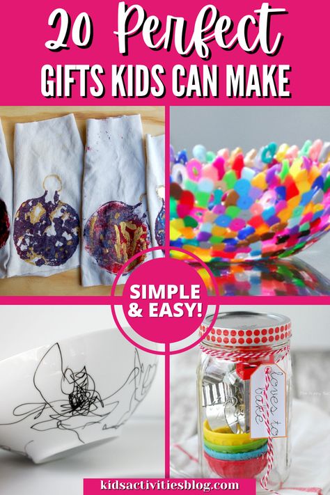 Diy Gifts Made By Kids, Gifts That Kids Can Make, Homemade Gift From Kids, Gifts For Children To Make For Parents, Kids Christmas Diy Gifts, Homemade Gifts For Kids To Make, Christmas Gifts Kids Can Make For Family, Christmas Gift Kids Can Make, Practical Homemade Gifts