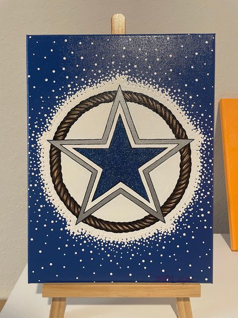 This 12x9 acrylic painting is made for all you cowboys fans out there. Dallas Cowboy Painting, Football Canvas Painting, Cowboy Football, Spiderman Canvas, Painting Glitter, Football Canvas, Turtle Crafts, Dallas Cowboy, Butterfly Logo