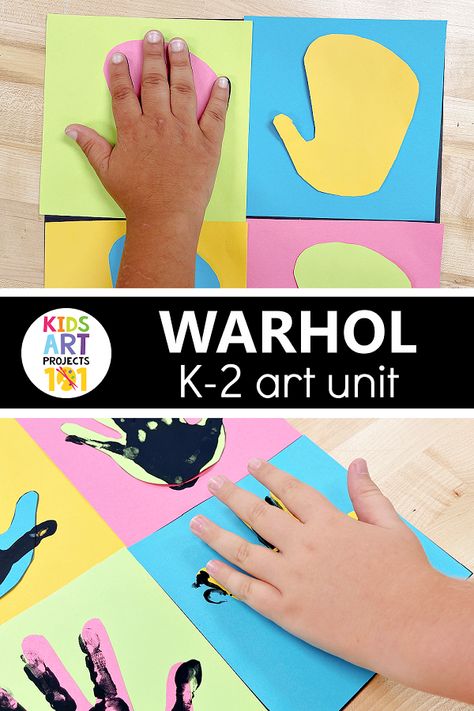 Andy Warhol Teaching Resources and Lesson Plans - Kids Art Projects 101 Famous Artists For Kids, Elementary Art Classroom, Famous Artworks, First Grade Art, Kindergarten Art Lessons, Andy Warhol Pop Art, School Age Activities, Pop Art For Kids, Andy Warhol Art